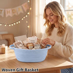 Baby Boy Woven Gift Basket for Gifts Empty Blue Storage Basket - Image 4