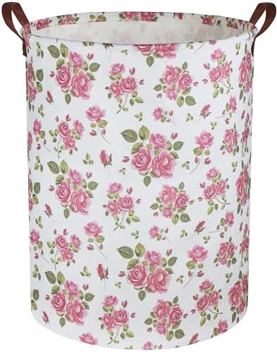 Roses Pink Laundry Basket Baby Girls Laundry Hamper Kids Toy Storage Bins by HIYAGON