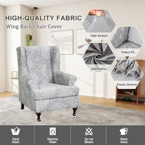 NILUOH Wingback Chair Covers 2-Piece, Armchair Slipcovers - Image 3