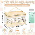 2 Pcs Chenille Letter Clear Makeup Bags Mama Baby Pouch, Preppy Patch Makeup - Image 2