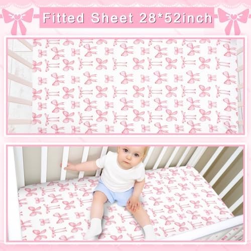 HunnmingRe Pink Bow Baby Crib Bedding Set - Image 4