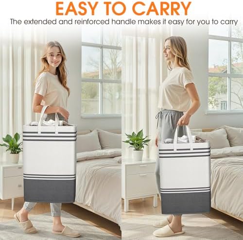3 Pack Large Laundry Baskets, Laundry Hampers, Freestanding Waterproof - Image 6