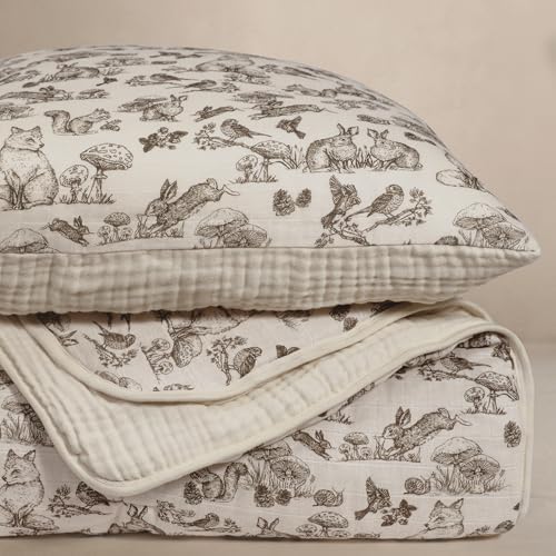 Oilo Woodland Crib Bedding Set, 5-Layer Organic Cotton Muslin Crib Quilt & Sham by OiloStudio