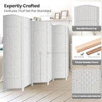 6 Panel Folding Room Divider, Woven Privacy Screen - Image 2