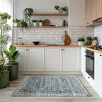 3x5 Front Door Rug Indoor Entrance Soft Vintage Navy Rugs - Image 2