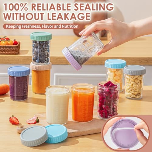 DRKIO 12 pcs Baby Food Storage Containers 8 Oz Small Glass Jars - Image 4