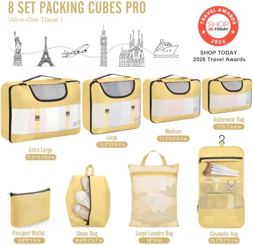 Veken 8 Set Packing Cubes for Travel Essentials, Anti-Wrinkle Buckled Suitcase - Image 2