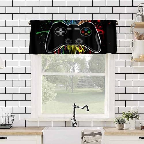 Gamepad Valances Kitchen Window Curtains, Colorful Game Controller Graffiti - Image 4