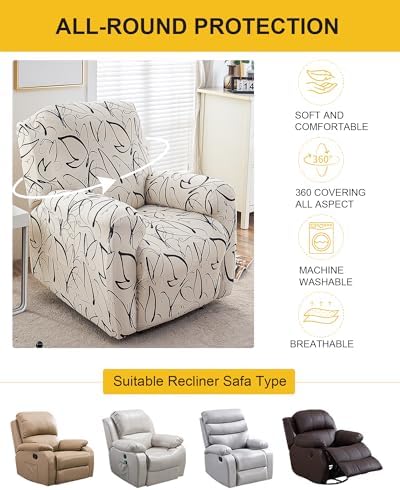 NILUOH Stretch Recliner Covers 4 Piece, Non-Slip Lazy Boy Chair Covers - Image 6