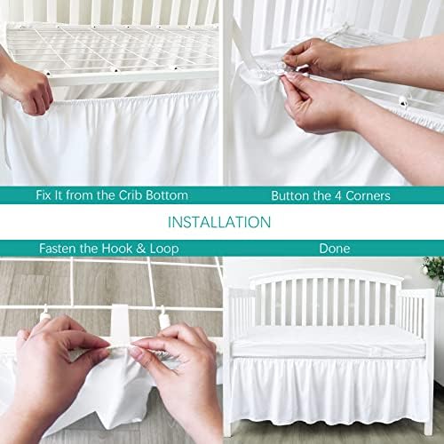 Crib Bed Skirt 14" Drop, Fits 28"x52" Crib, Adjustable - Image 3