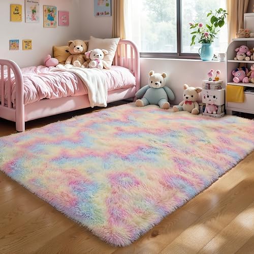 5x8 Rainbow Unicorn Fluffy Shag Rug - Image 6