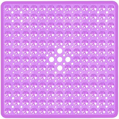 Square Shower Mat Bathtub Bath Mat Non Slip Clear Purple 21"x21" by NaolotureHome