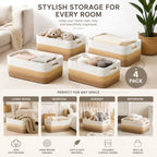 4 sets of hand-woven cotton rope storage boxes, suitable - Image 4