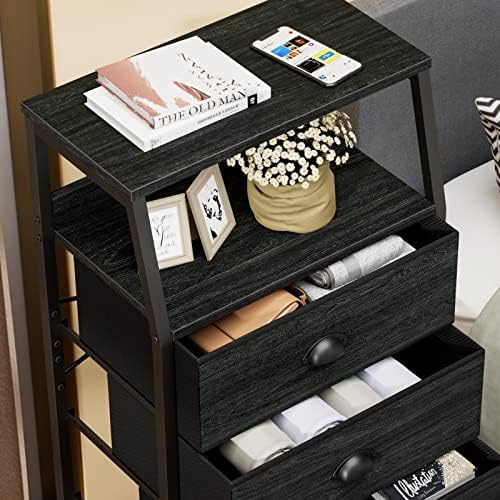 Furnulem Black Dresser for Bedroom, Fabric Dorm Tall Nightstand - Image 4