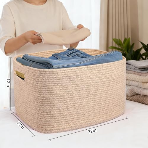 Large 75L Woven Laundry Basket, Collapsible Cotton Rope Storage Hamper - Image 2