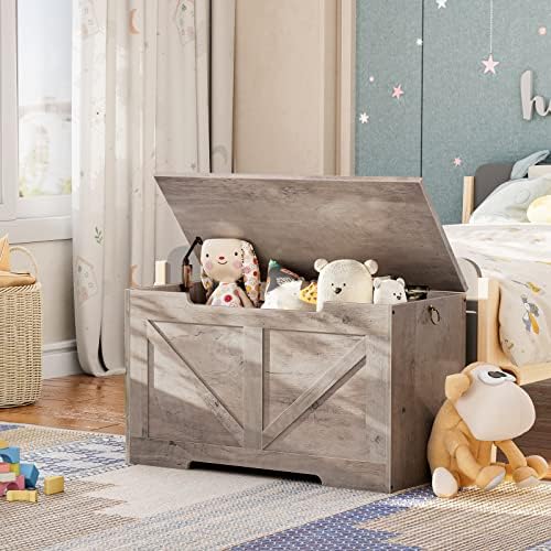 HOOBRO Storage Bench, 29.5” Retro Wooden Storage Chest - Image 2