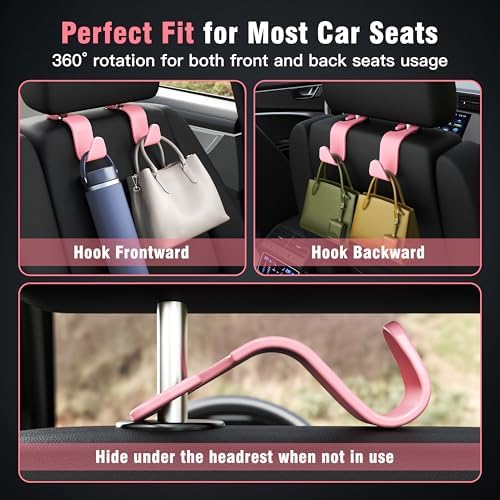 4-Pack Car Headrest Hooks Holds 55lbs Seat Storage Organizer - Image 5