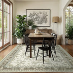BILEEHOME Grey Beige Tan Rug for Bedroom Flower Sketch Low Pile Rugs 5x8 - Image 7