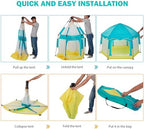 Bend River Baby Playpen with Canopy, Hexagon Toddler Beach Tent - Image 5