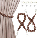 Hion 2 Pcs Boho Curtain Tiebacks, Wood Beads Curtain Holdbacks, Outdoor by Hion