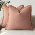 Foindtower Decorative Linen Fringe Throw Pillow Covers 26×26 Coral Pink by Foindtower