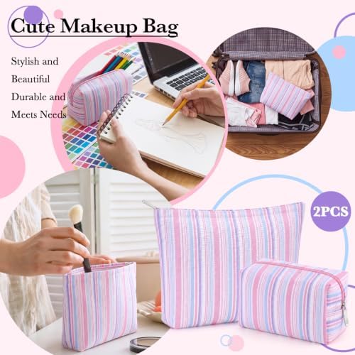Huhumy 2 Pcs Makeup Bag Set for Women, Color Stripe - Image 6