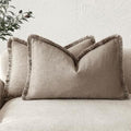 Foindtower Boho Linen Fringe Lumbar Throw Pillow Covers 12×24 Brown Tan by Foindtower