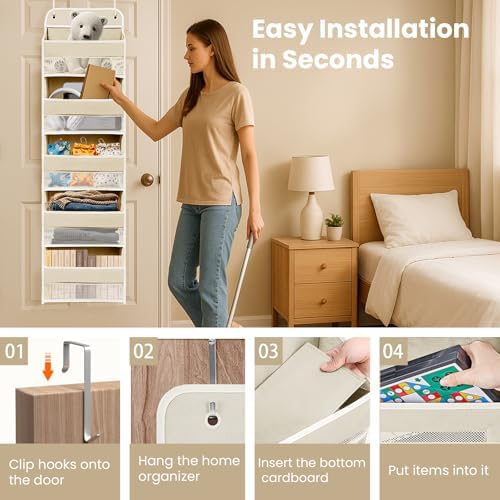 Space Saving Over The Door Organizer, 5 Shelves & 8 Side Pockets, Anti Tilt - Image 5