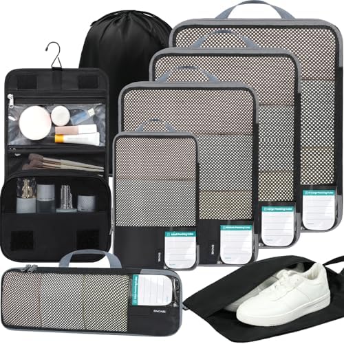 BAGAIL 4 Set/6 Set/8 Set Compression Packing Cubes Travel Accessories by BAGAIL