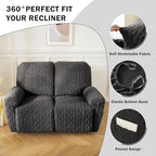vctops 6 Pieces Geometric Jacquard Plush Recliner Loveseat Slipcovers Soft - Image 4