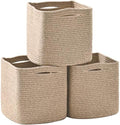 ICERZCZ 13 Inch Cube Closet Storage Bins 13x13x13 in, Mixed Brown Pack of 3 by ICERZCZ