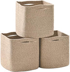 ICERZCZ 13 Inch Cube Closet Storage Bins 13x13x13 in, Mixed Brown Pack of 3 by ICERZCZ
