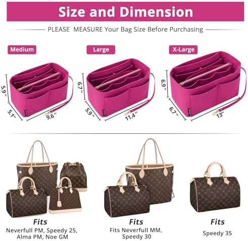 OPPOSHE Purse Organizer Insert for Handbags, Softened Felt Bag Insert Organizer - Image 2