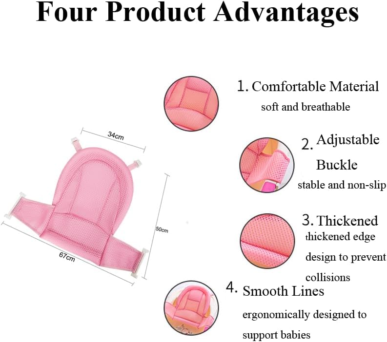 Adjustable Baby Bath Support Mesh Sling Non-Slip Infant Bathtub Shower Net - Image 6