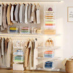 4" Extra Deeper Foldable Hanging Closet Organizer, Small Wire Cabinet Shelves - Image 2