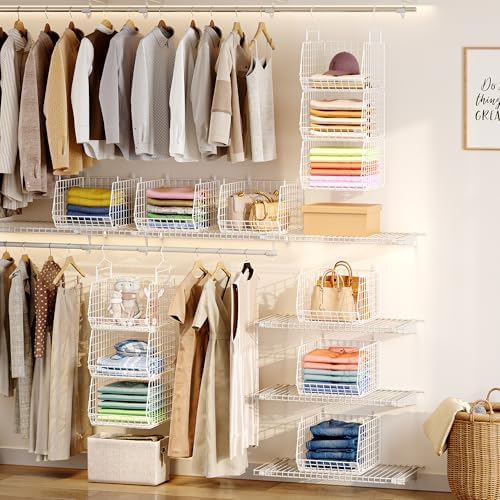4" Extra Deeper Foldable Hanging Closet Organizer, Small Wire Cabinet Shelves - Image 2