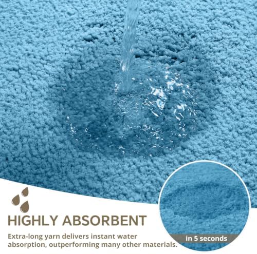 Polyester Bathroom Rug 24"x40" Blue, Non-Slip Soft Shaggy Bath Mat - Image 5