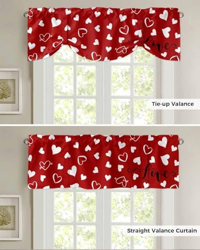 Red Valentine's Day Blackout Tie Up Valance Curtains - Image 5