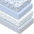 Peryiter 4 Pack Crib Sheets for Baby 52'' X 28" Blue Bow Crib Sheet by Peryiter