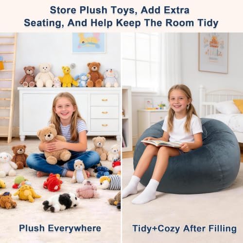 Lukeight Stuffed Animal Storage Bean Bag Chair Cover - Image 3