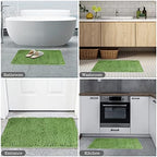 Yeaban Chenille Forest Green Bathroom Rug 17"x24", Non-Slip Rubber Backing - Image 6
