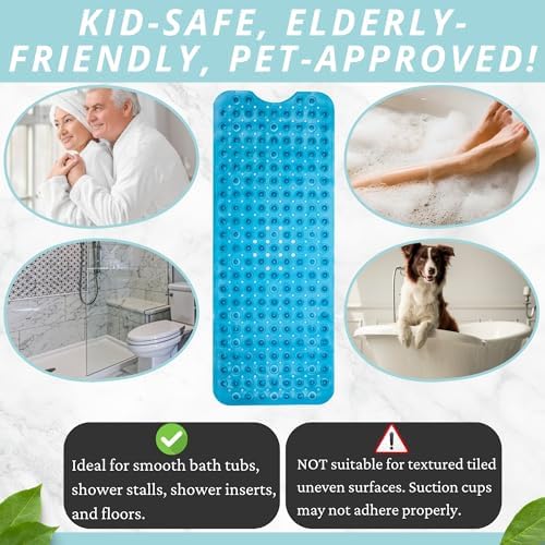 ENKOSI Non-Slip Bath Mat and Shower Mat 40x16 Extra Long - Image 5