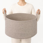 Extra Large Woven Throw Blanket Basket, 20 x 12 in, Natural Beige by SweetMemoLiving
