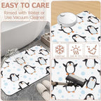Diatomaceous Earth Bath Mat, Cute Cartoon Bath Rugs, Baby Penguins Non-Slip - Image 6