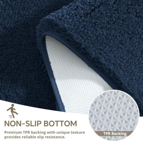 Polyester Bathroom Rug 17"x24" Navy Blue, Non-Slip Soft Bath Mat - Image 6