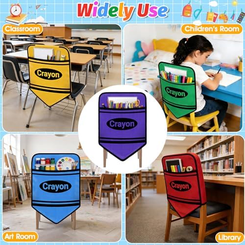 24 Pack Chair Pockets Classroom Crayon 17x18 Inch Chair Back Seat Sack Chairs - Image 4