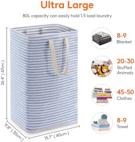 Lifewit 80L Large Laundry Baskets, 1 Pack, Reinforced Handles - Image 3