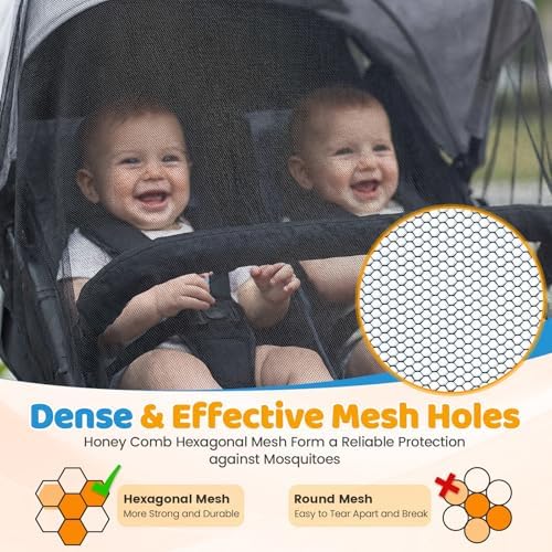 Orzbow 2 Pack Mosquito Net for Double Stroller Side-by-Side - Image 2