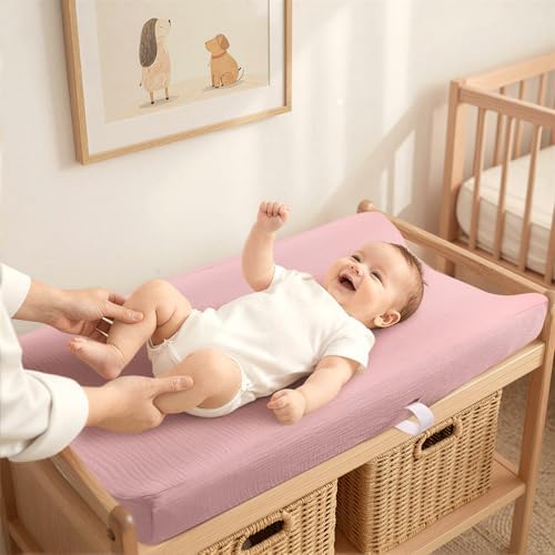lulumoon Muslin Changing Pad Cover: 32x16 Fit Standard Rectangle Pad - Image 3