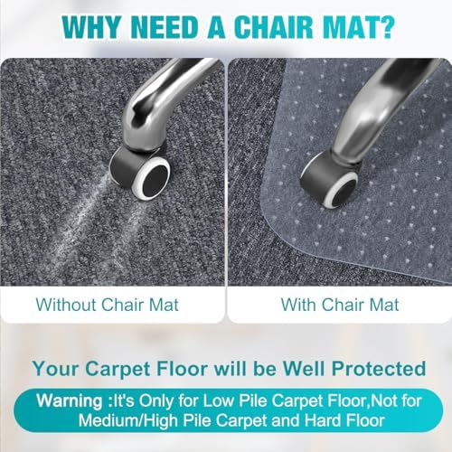 2 Pack Office Chair Mat for Carpets, Heavy Duty Under Desk Protector Carpeted - Image 2